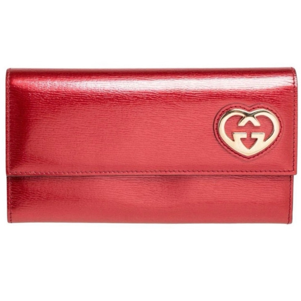 SOLD❤️Gucci Interlocking GG Heart Red Continental Wallet - Picture 2 of 11